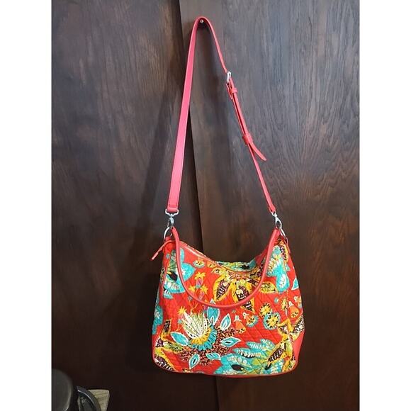 Vera Bradley Vivian Crossbody Bag Rumba Floral Pink Yellow Blue Quilted Cotton - Picture 4 of 9